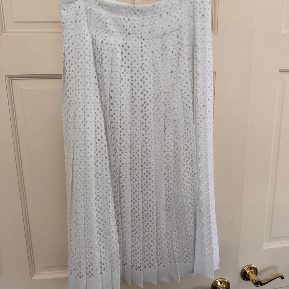 Tory Burch White Eyelet A-Line Skirt